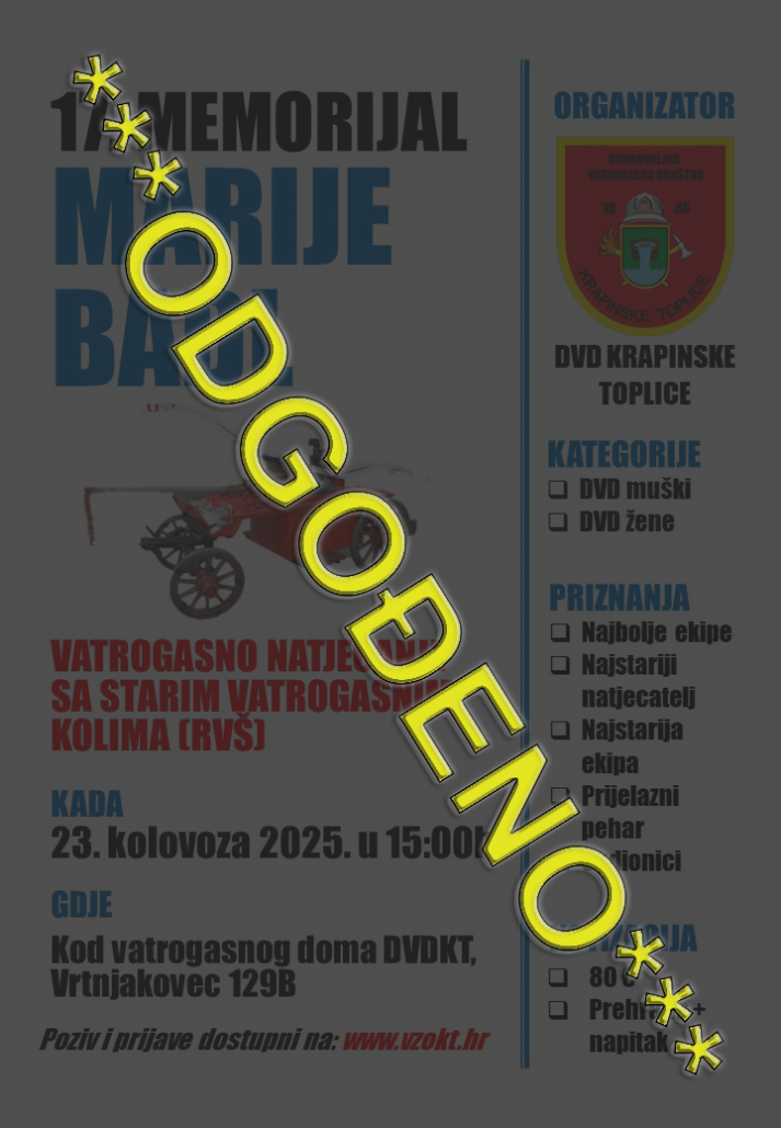 17. Memorijal Marije Badl - odgođeno